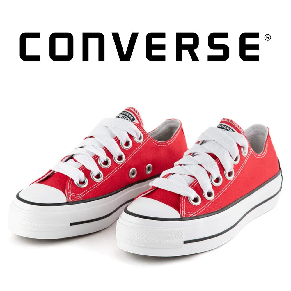 Converse Red Low-Top Platform Sneakers- Size 6.5 - Picture 1 of 7